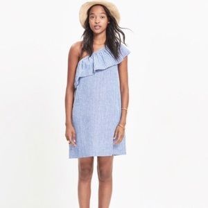 Madewell Shoulder Ruffle Striped Dress